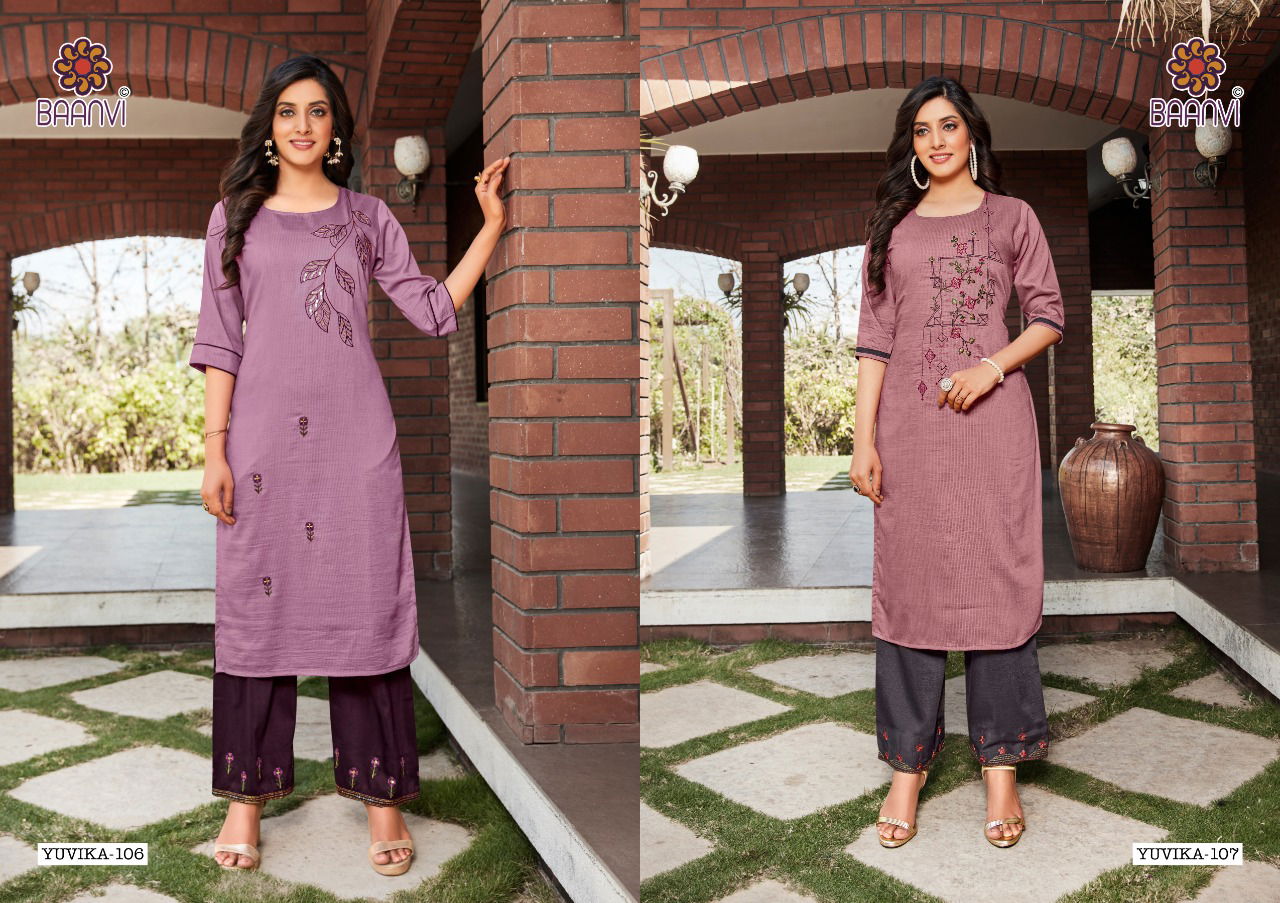 Baanvi Yuvika 1 Silk Linning With Work Ethnic Wear Kurtis With Bottom Collection
