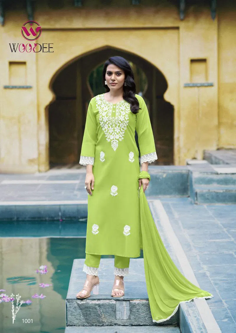 White Lotus By Woodee Rayon Slub Readymade Suits Suppliers In India