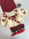 Khadi Vol 32 Hk 6 Khadi Cotton Saree With Aplic Work Blouse