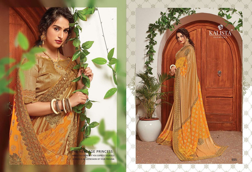 Kalista Tamasha Heavy Designer Festive Wear Embroidery Worked Vichitra Silk Sarees Collection
