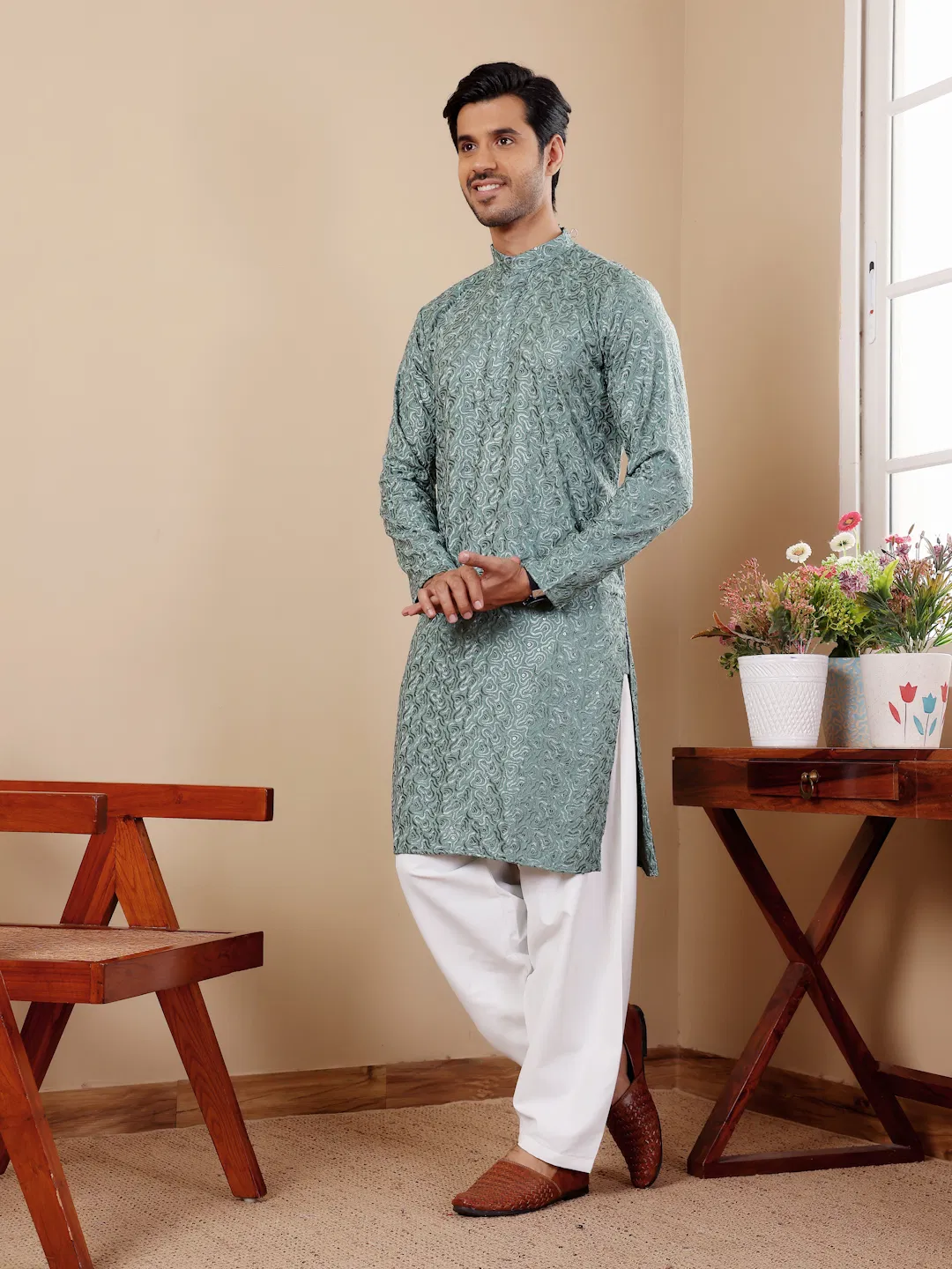 Rw Viscose Chikankari Work Kurta Pyjama Wholesale Suppliers In Mumbai