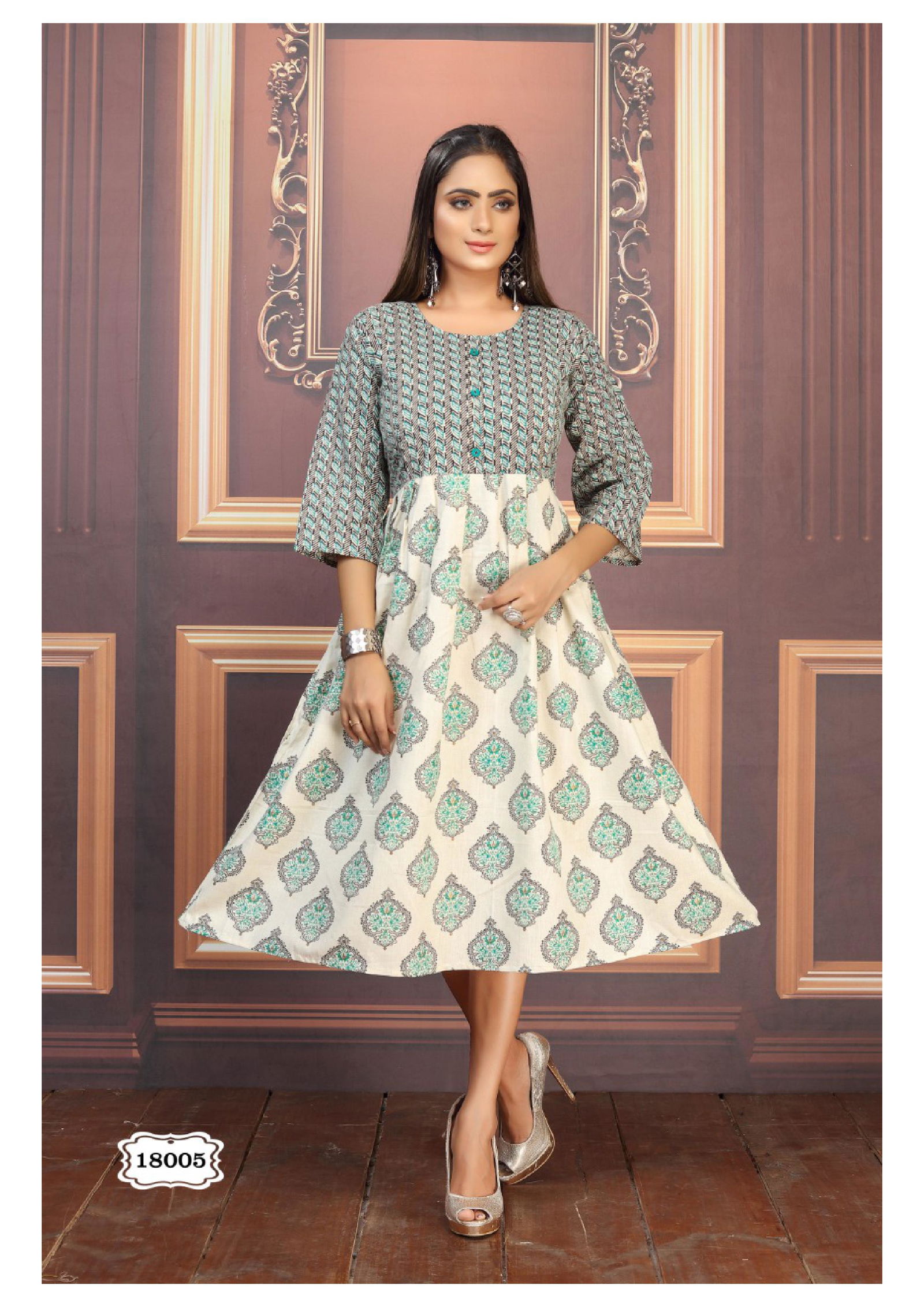 PAKIZA 6 New Collection Fancy Designer Regular Ethnic Wear Cotton Flex Print Anarkali Kurtis Collection
