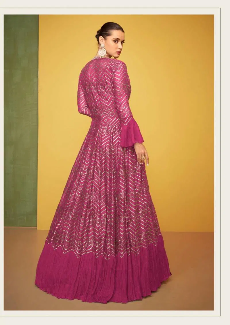 Petals Classic Carnival By Sayuri Silk Designer Gown Exporters In India