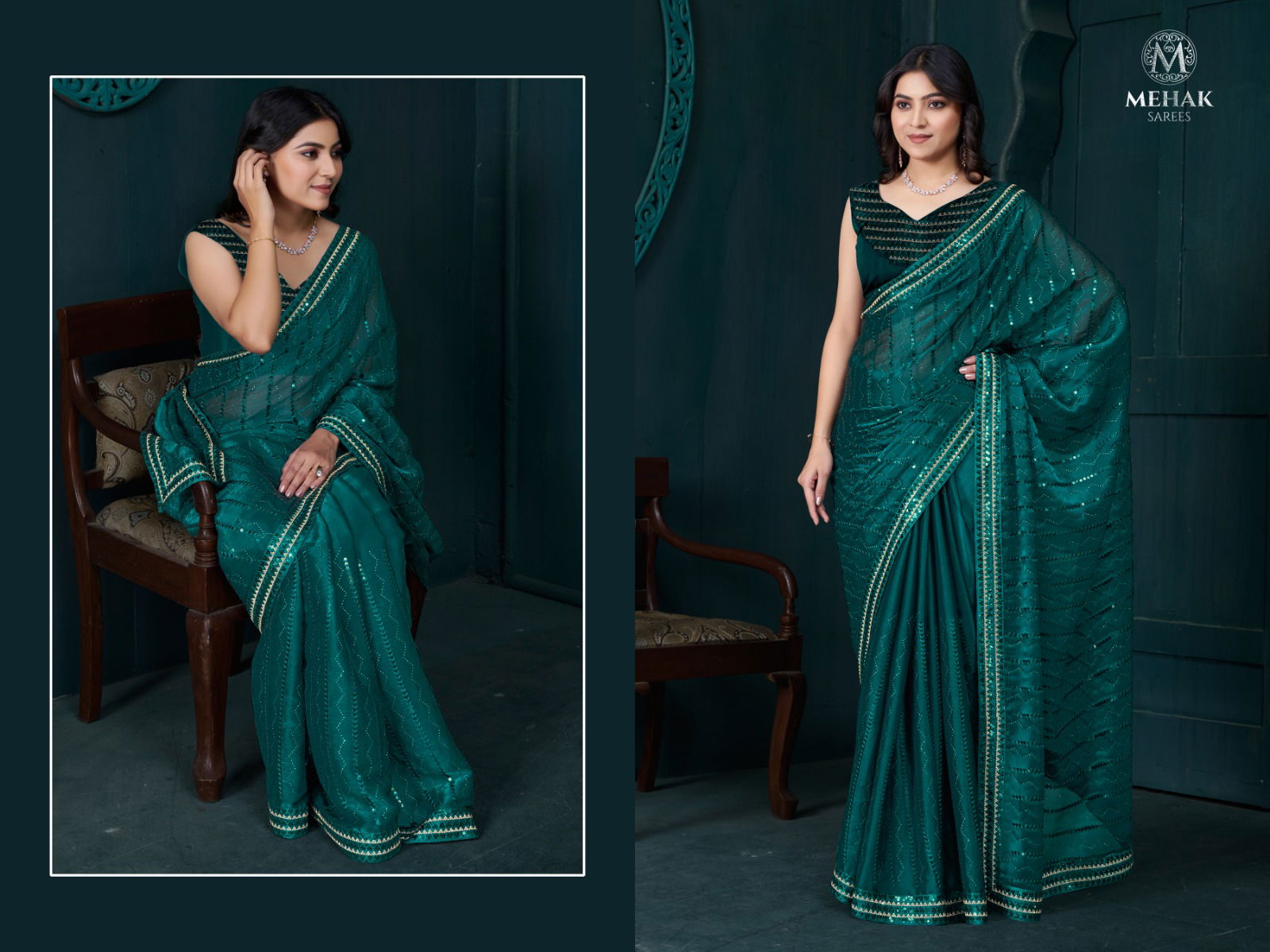 Mehek 892 A To D Silk Organza Embroidery Party Wear Saree Online Wholesale