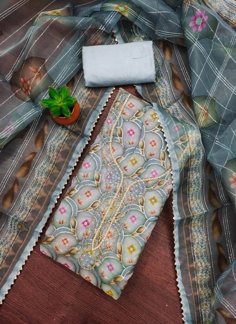 Color Set 9070 Casual Wear Organza Printed Dress Material | Wholesalers In Delhi