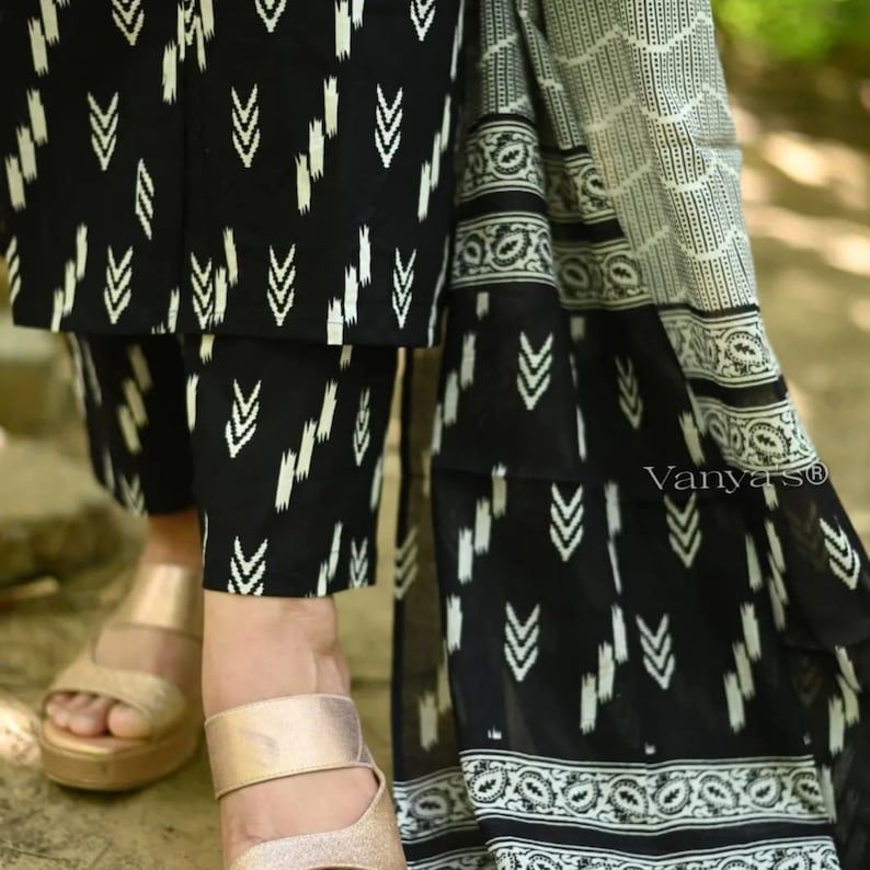 Virat Black Ikkat Print Kurti With Bottom Dupatta Catalog
