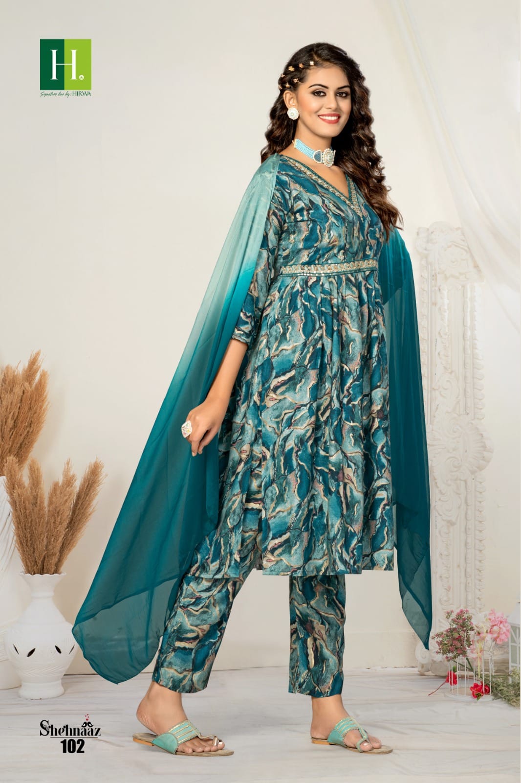 Shehnaaz By Hirwa Kurti With Bottom Dupatta Catalog