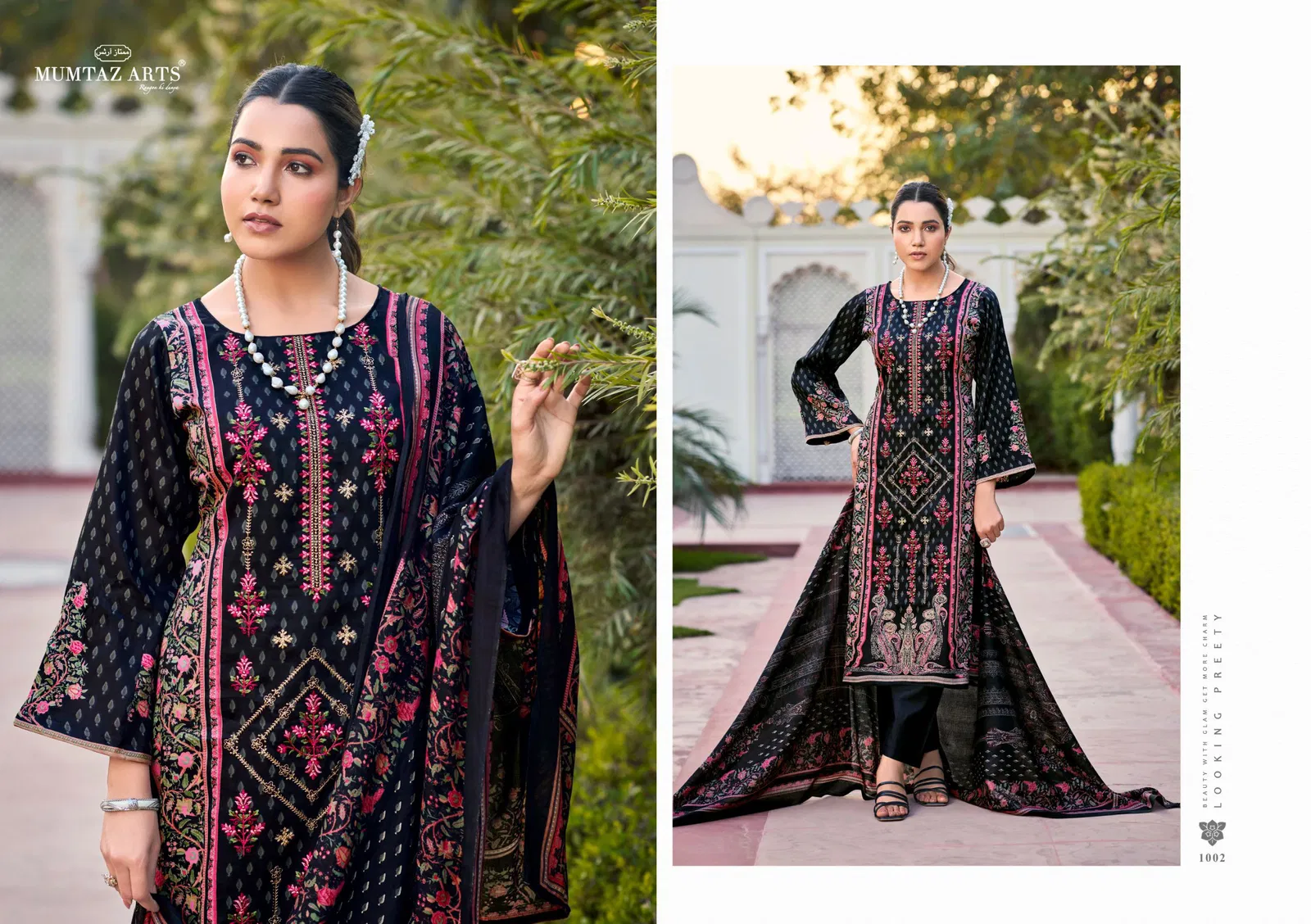 Rose By Mumtaz Arts Jam Satin Printed Salwar Kameez Suppliers In India