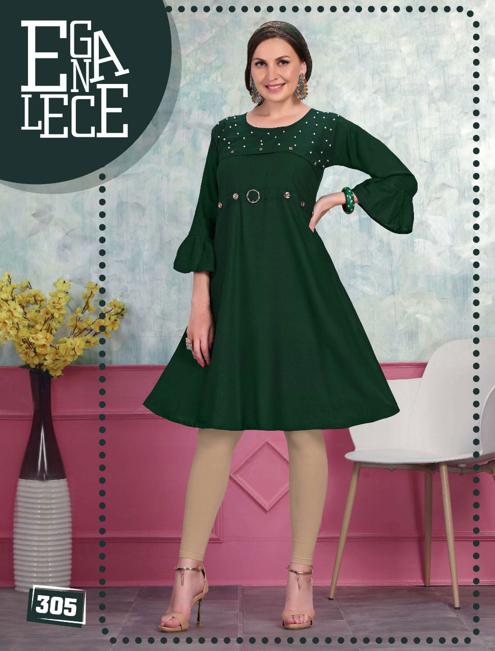 Natasha Latest Fancy Casual Wear Rayon Wear Moti Work Anarkali Kurtis Collection