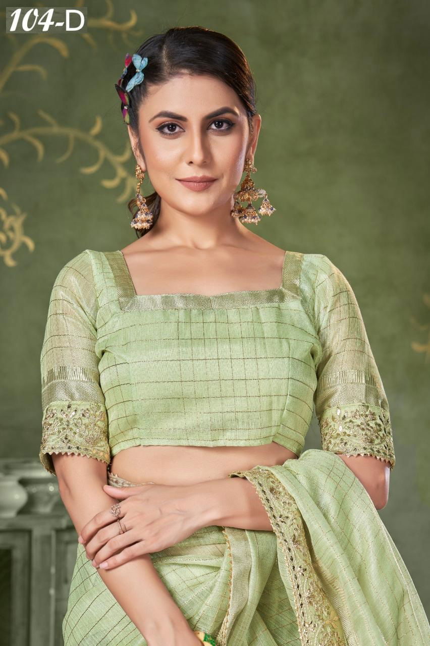 Sumitra 104 A To 104 E Banarasi Linen Checks Wholesale Saree Manufacturers