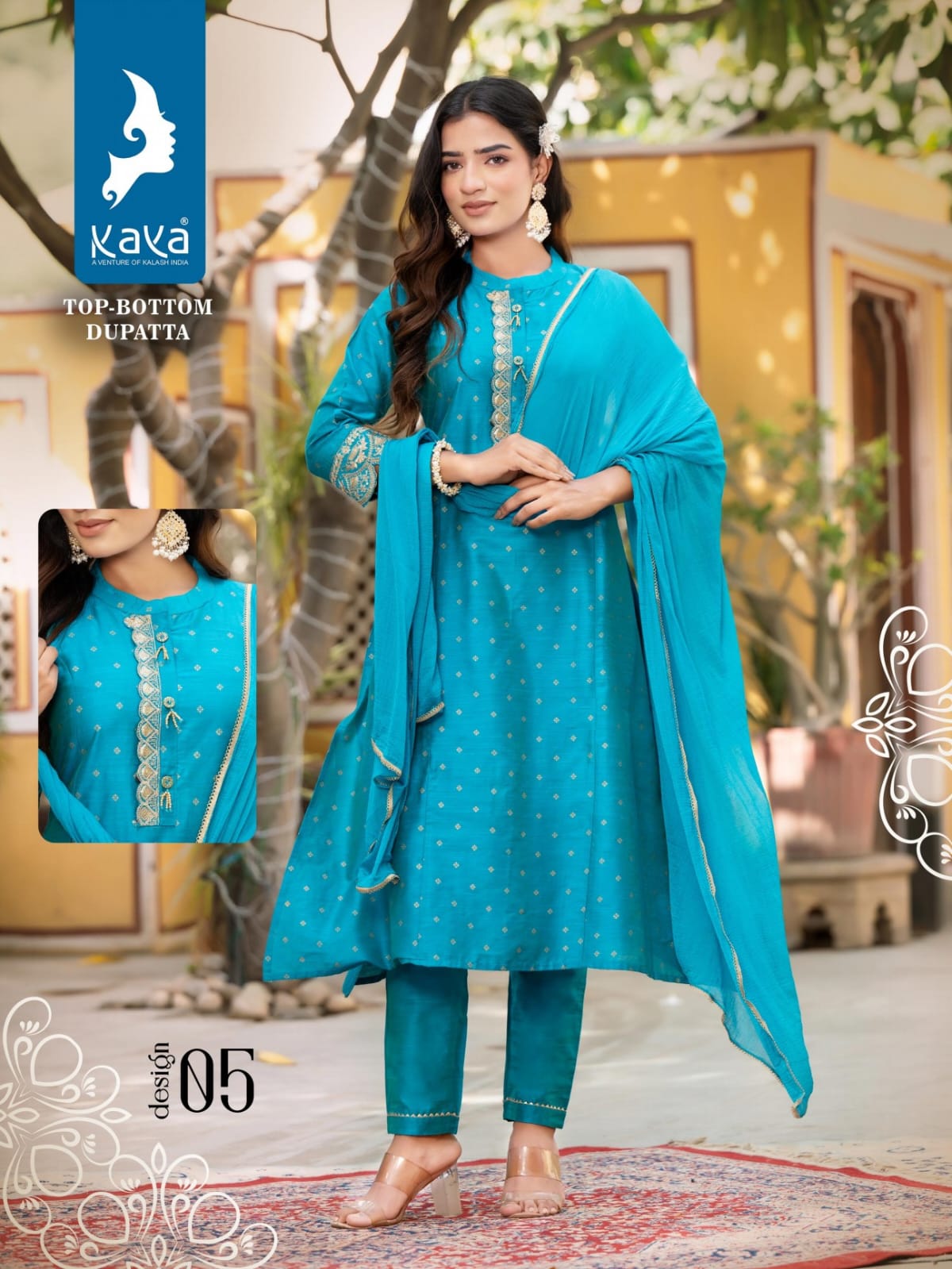 Aadhya By Kaya Long Silk Kurti With Bottom Dupatta Catalog