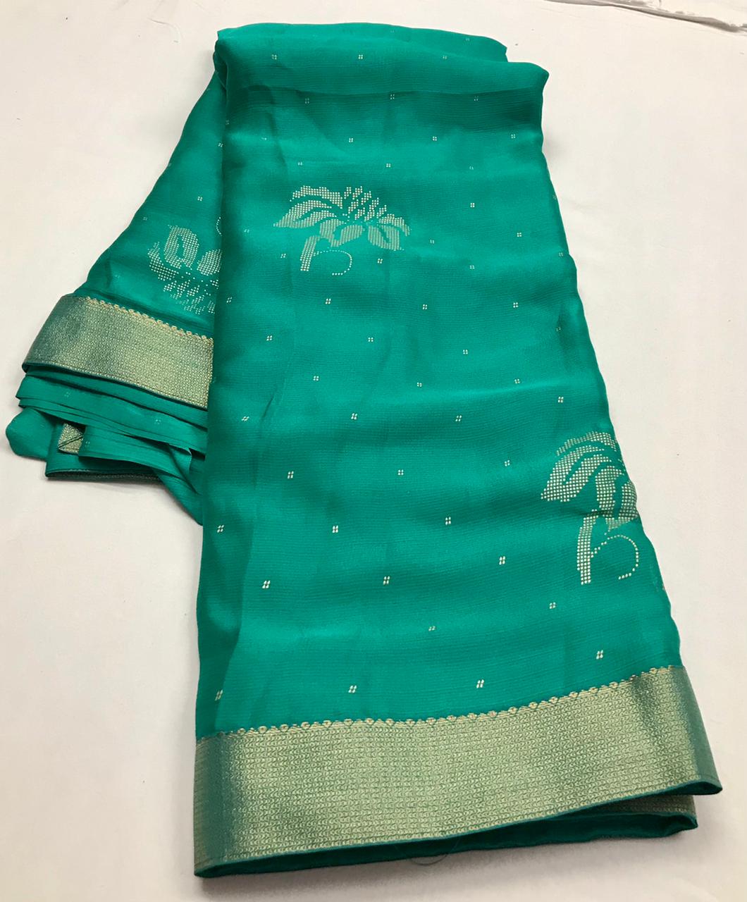 KASHVI TEERTH Designer Fancy Moss chiffon Heavy Designer saree Collection