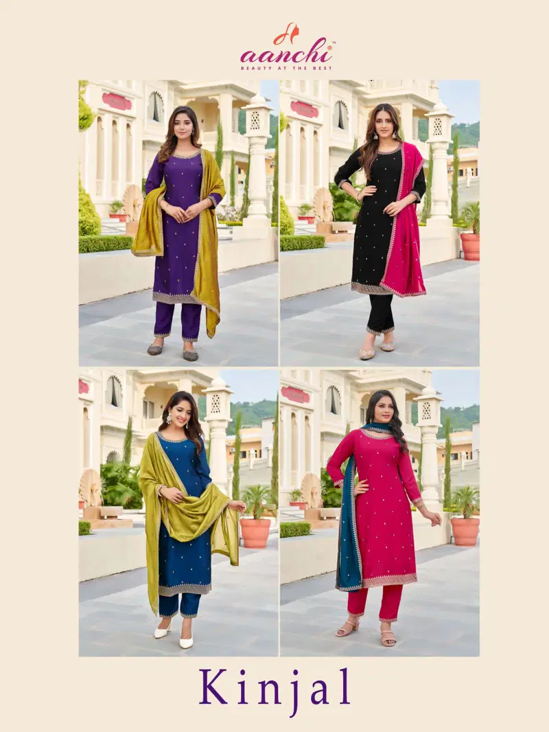 Kinjal By Aanchi Vichitra Silk Kurti With Bottom Dupatta Exporters In India