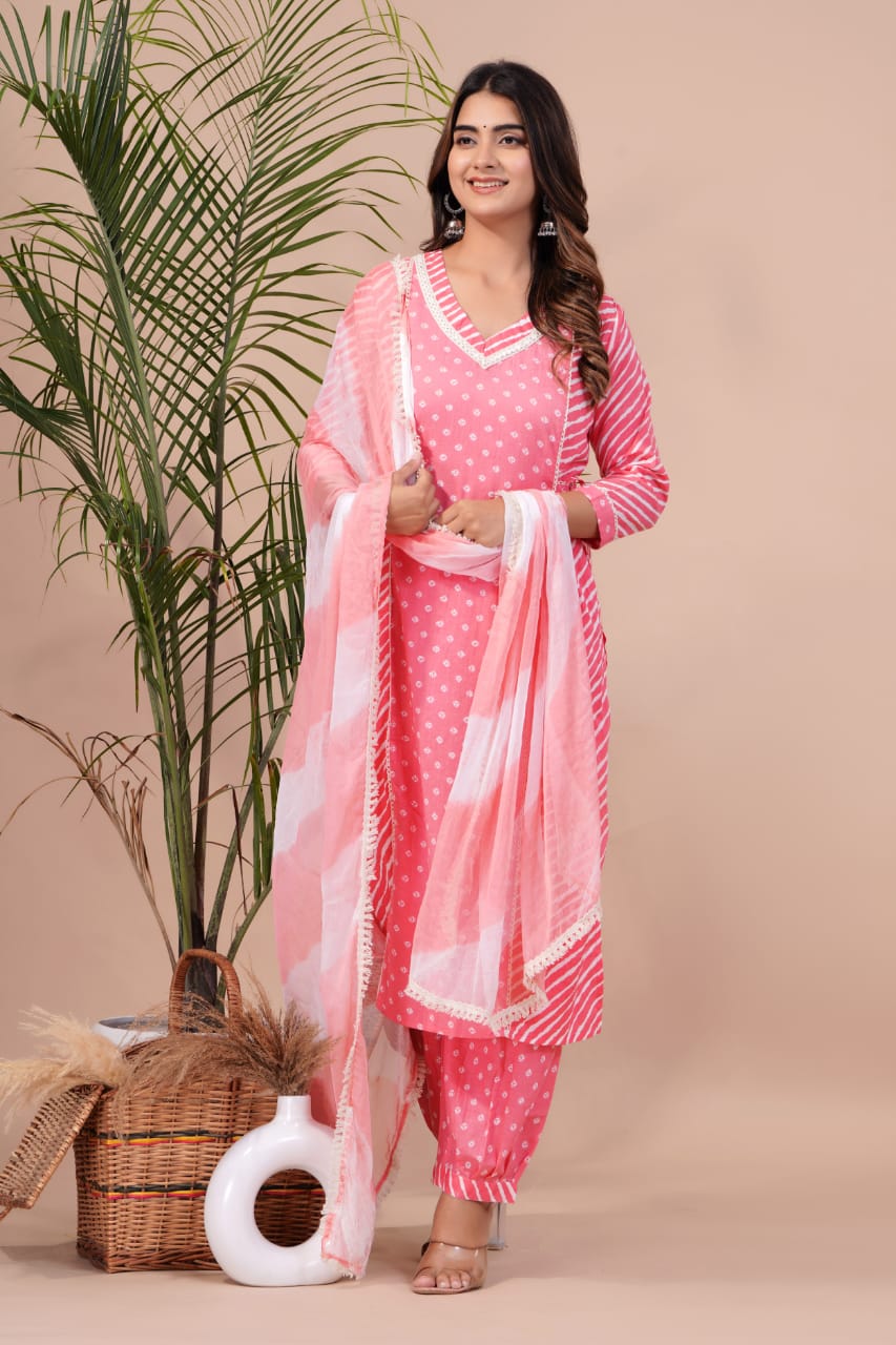 Virat Cotton Printed Kurti With Bottom Dupatta Catalog