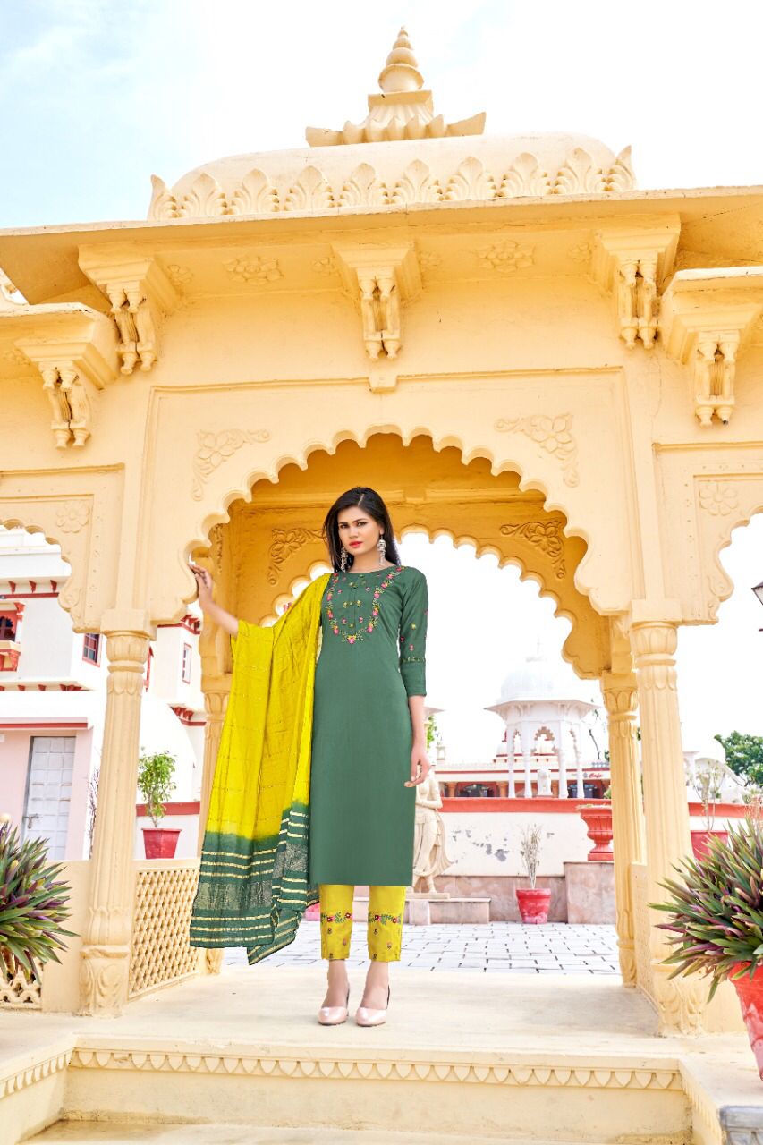 Krisha Kalavati Fancy Designer Ethnic Wear Kurti With Bottom And Dupatta Collection