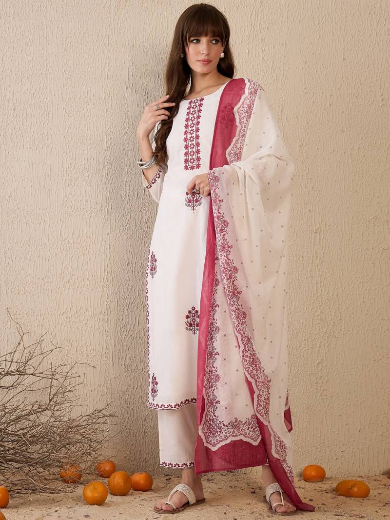 Indo Era 2548 Cotton Embroidered Kurti Bottom With Dupatta Online Wholesale