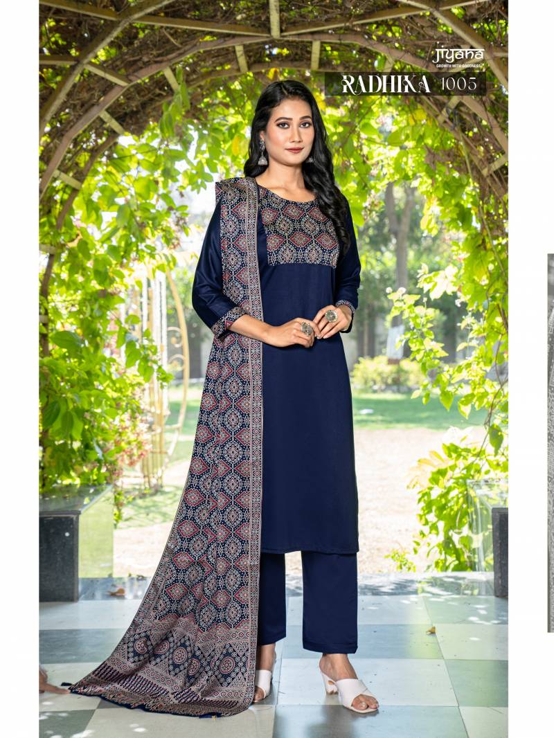 Jiyana Radhika Gajji Silk Kurti Bottom With Dupatta Suppliers In India