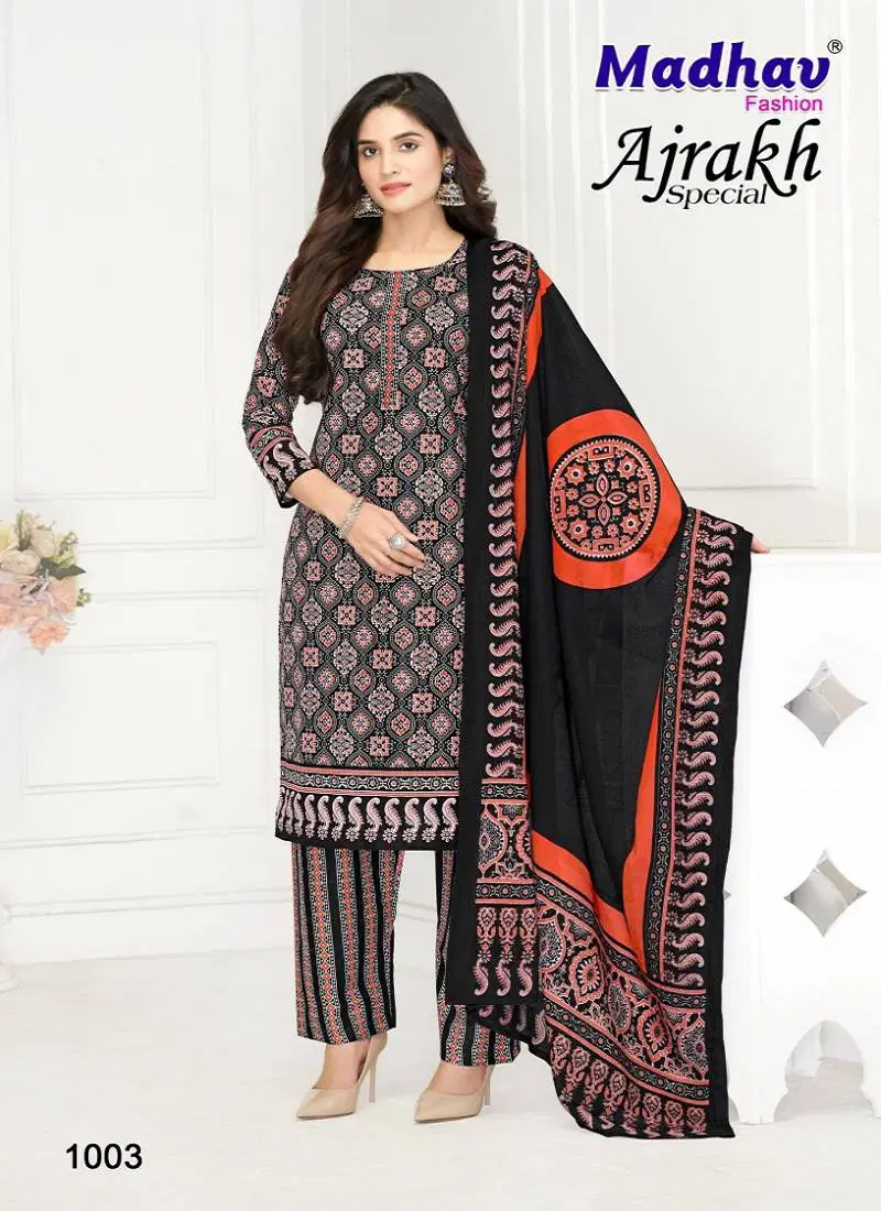 Ajrakh Special By Madhav Cotton Printed Surat Dress Material Wholesale Market