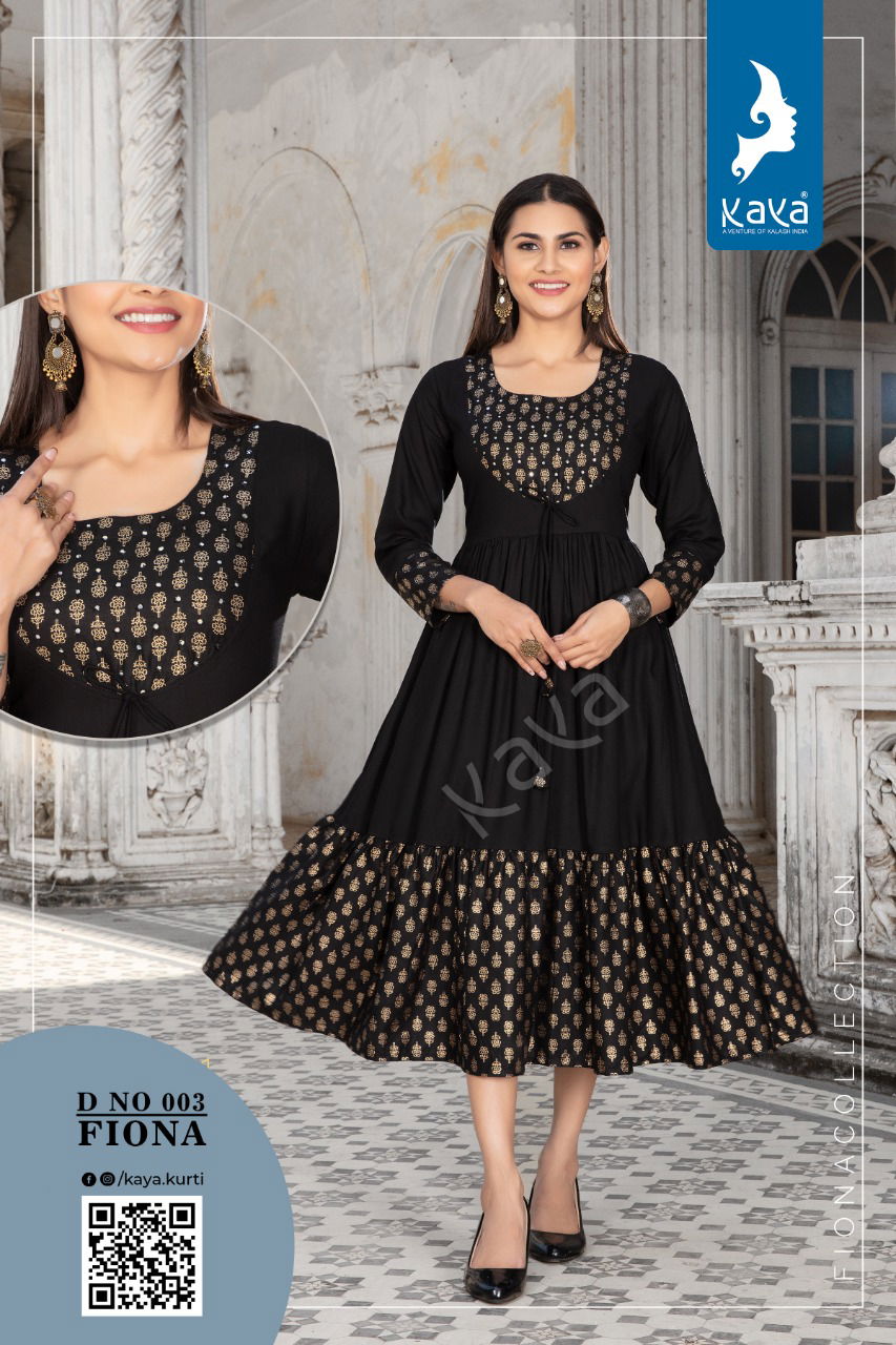 Kaya Fiona New Designer Ethnic Wear Rayon Long Anarkali Kurti Collection
