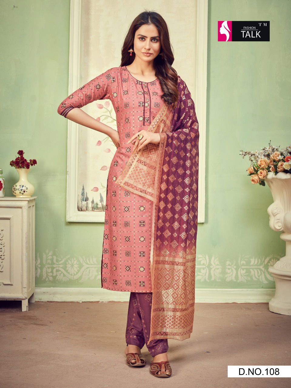 Ft Cherry 1 Latest Fancy Designer Ethnic Wear Rayon Foil Printed  Ready Made Salwar Suit Collection
