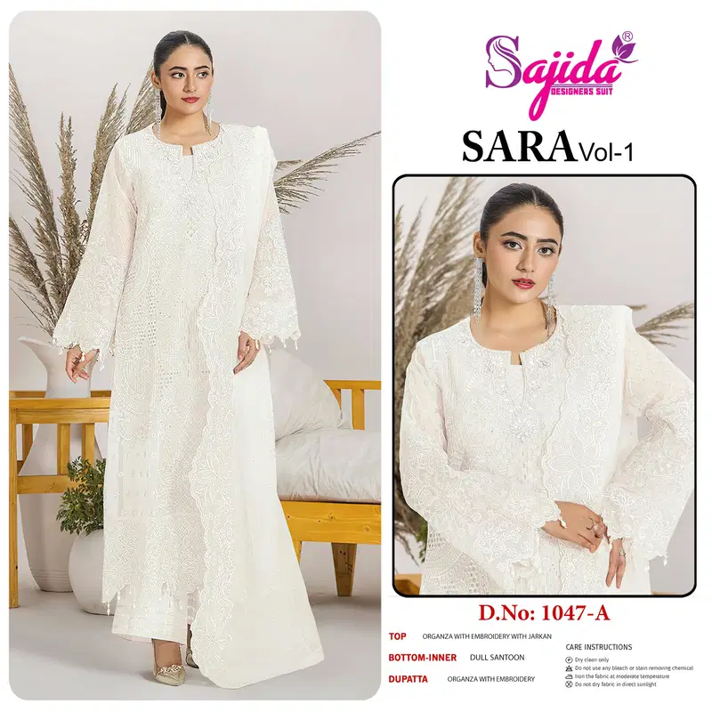 Sara Vol 1 by Sajida Organza Pakistani Salwar Kameez Suppliers In India
