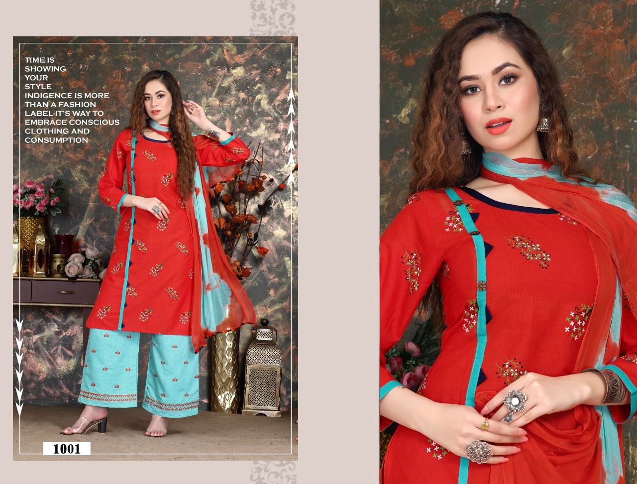 Beauty Queen Blue Lady Regular Wear Cotton Printed Ready made Collection
