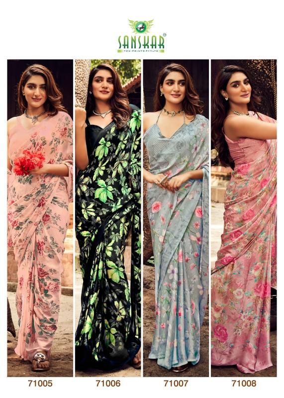 Coconut By Sanskar Satin Siffon Florence Printed Trendy Sarees