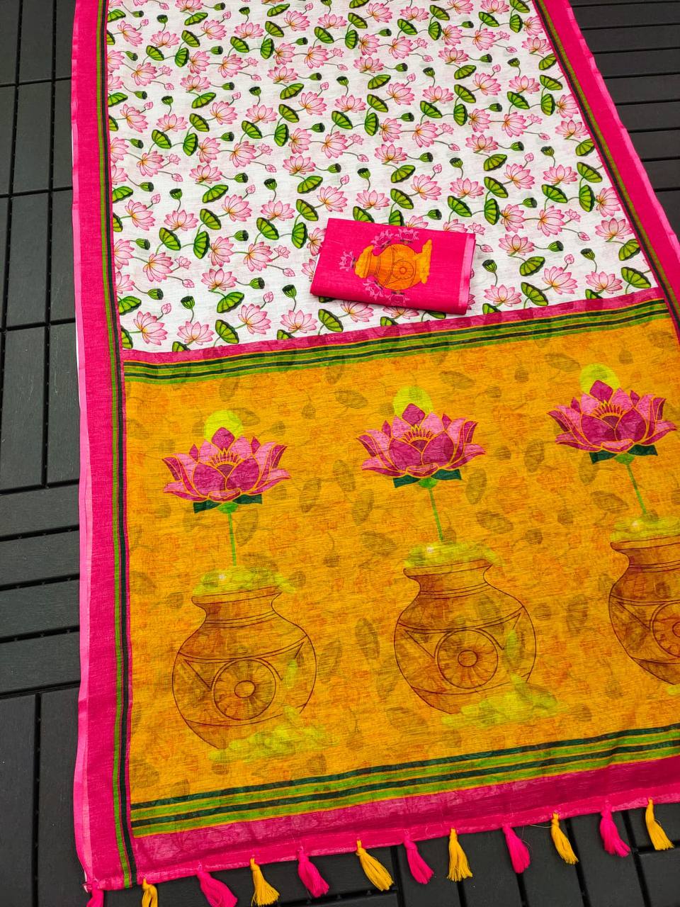 Mg 317 Special For Deepavali Linen Designer Saree Catalog