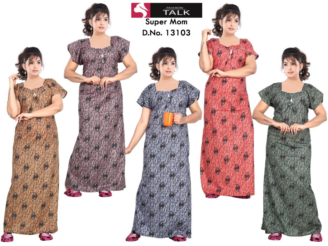 Ft 13103 Printed Western Latest Hosiery Cotton Nighty Night suits Collection
