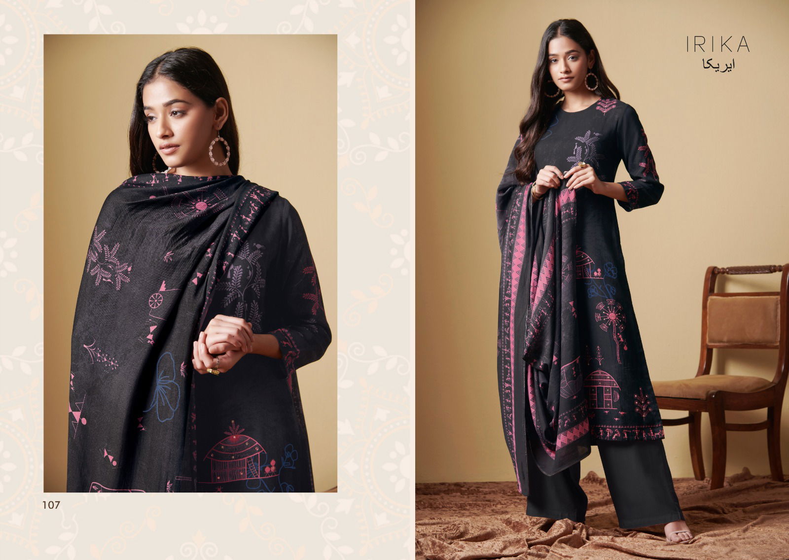 Sarah By Irika Printed Pashmina Dress Material Catalog