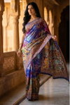 AJARAKH ROMAN SILK WITH PRINT DESIGNER SAREE Collections