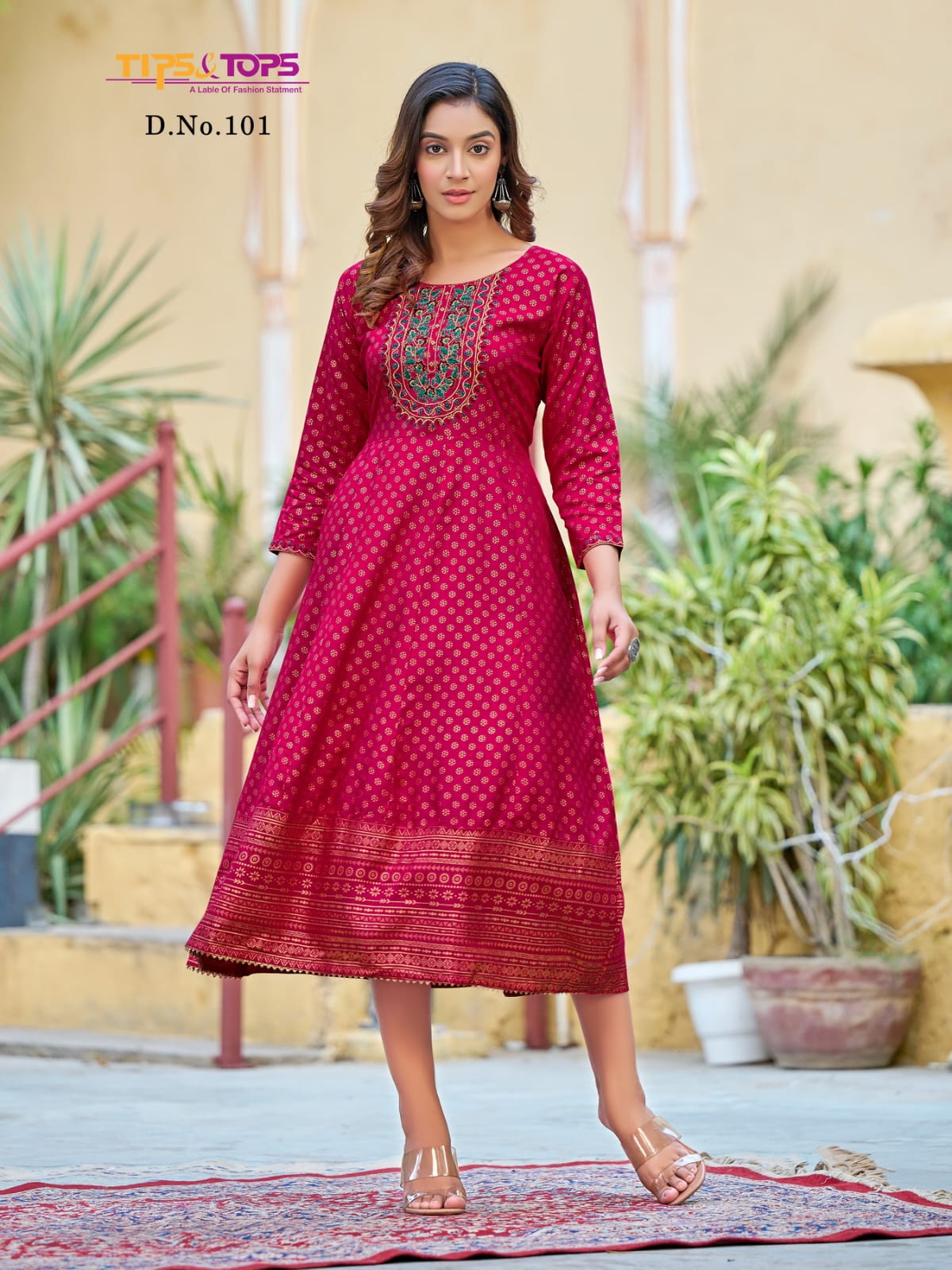 Charmie By Tips And Tops Rayon Slub Foil Printed Kurti Catalog
