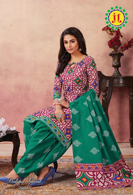 Jt Batique Special 20 Cotton Designer Regular Wear Kurti with Bottom and Dupatta Collections
