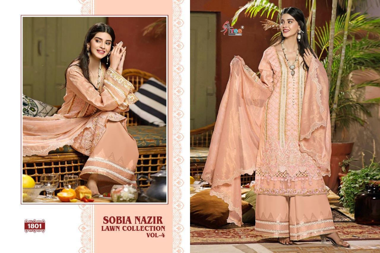 Shree Sobia Nazir Lawn Collection 4 Lawn Cotton Embroidery Pakistani Salwar Kameez Collection
