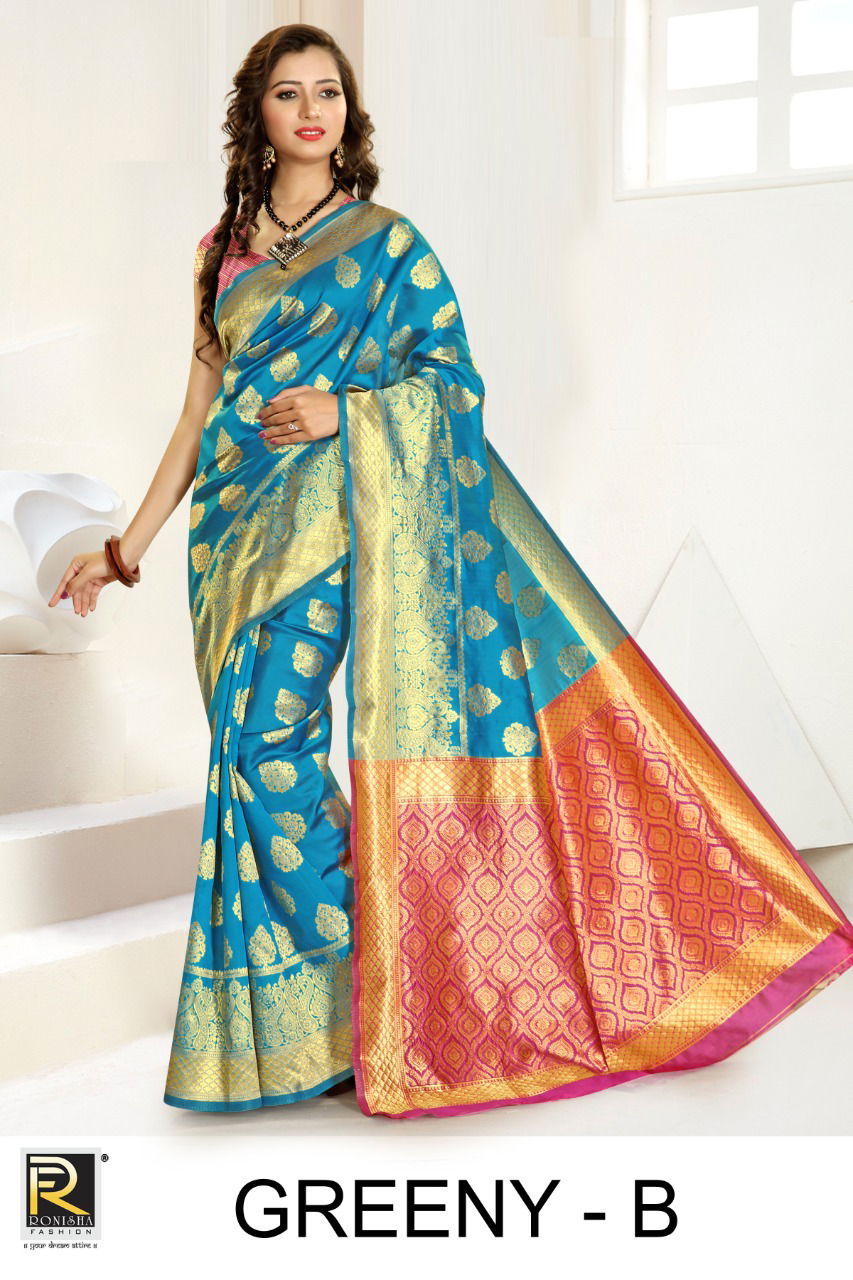 Ronisha Greeny Fancy Latest Designer Wedding Wear Silk Saree Collection
