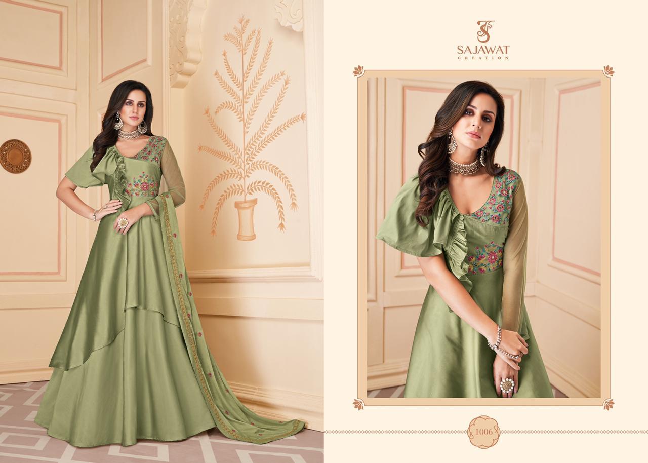 SAJAWAT SIPHORA Latest Wedding Wear Heavy Soft Silk Embroidery Work Full Stich Gown And four side work Dupatta Collection