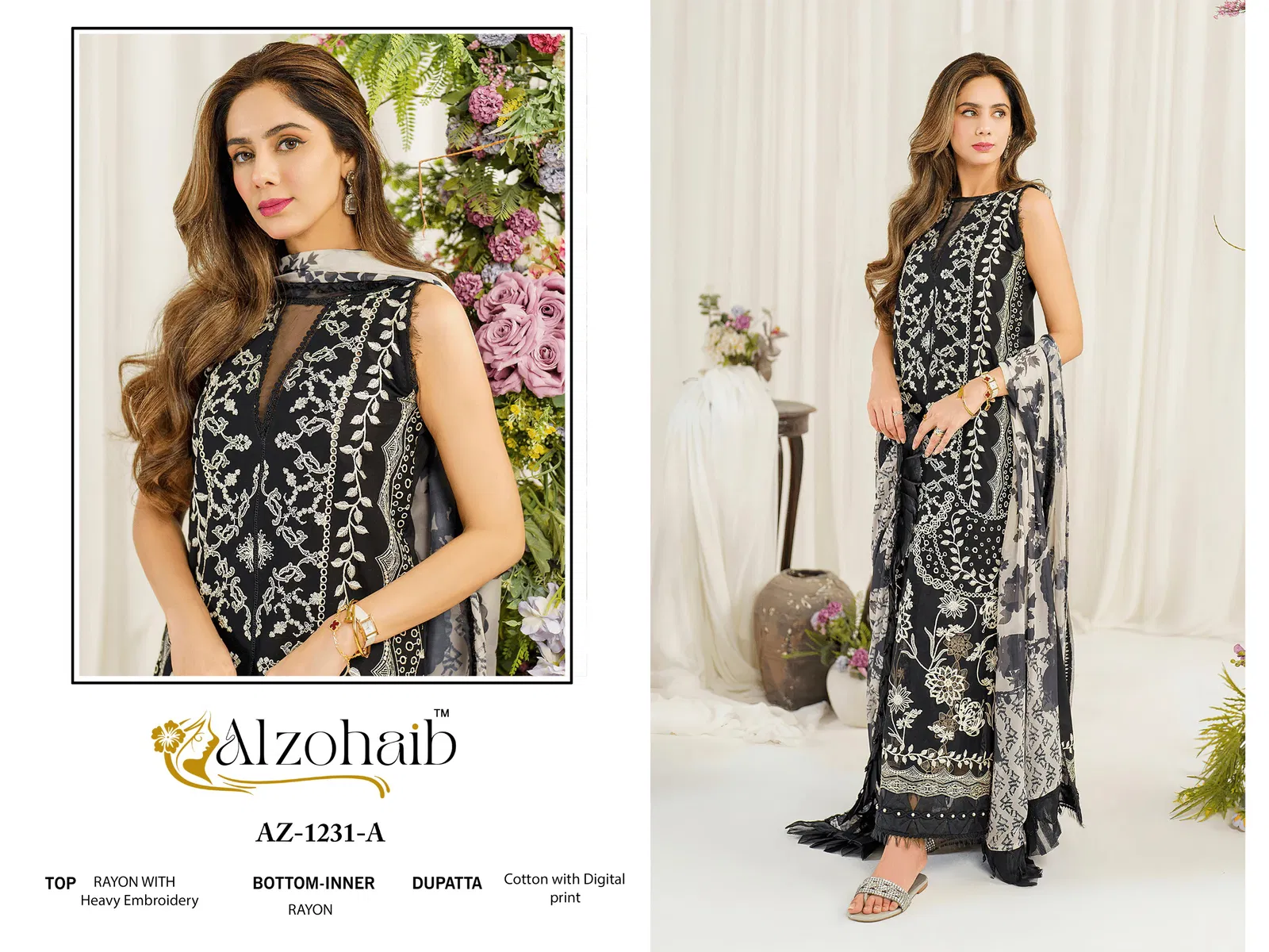 Ruba Vol 1 By Alzohaib Cotton Dupatta Pakistani Salwar Suits Exporters In India