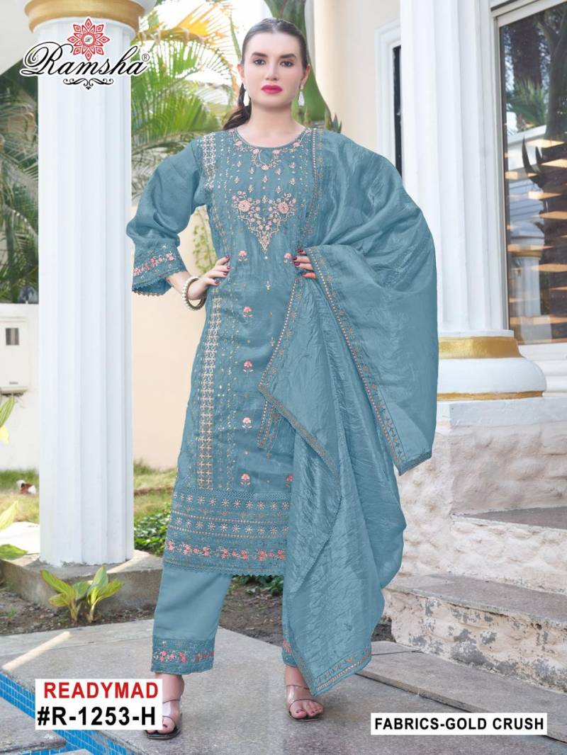 R 1253 E To H By Ramsha Ready Made Salwar Suits Wholesale Clothing Distributors In India
