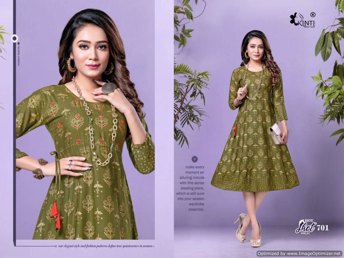 Kinti Hot Shot 7 fancy Heavy Etnic Wear Anarkali Rayon Printed Kurti Collection
