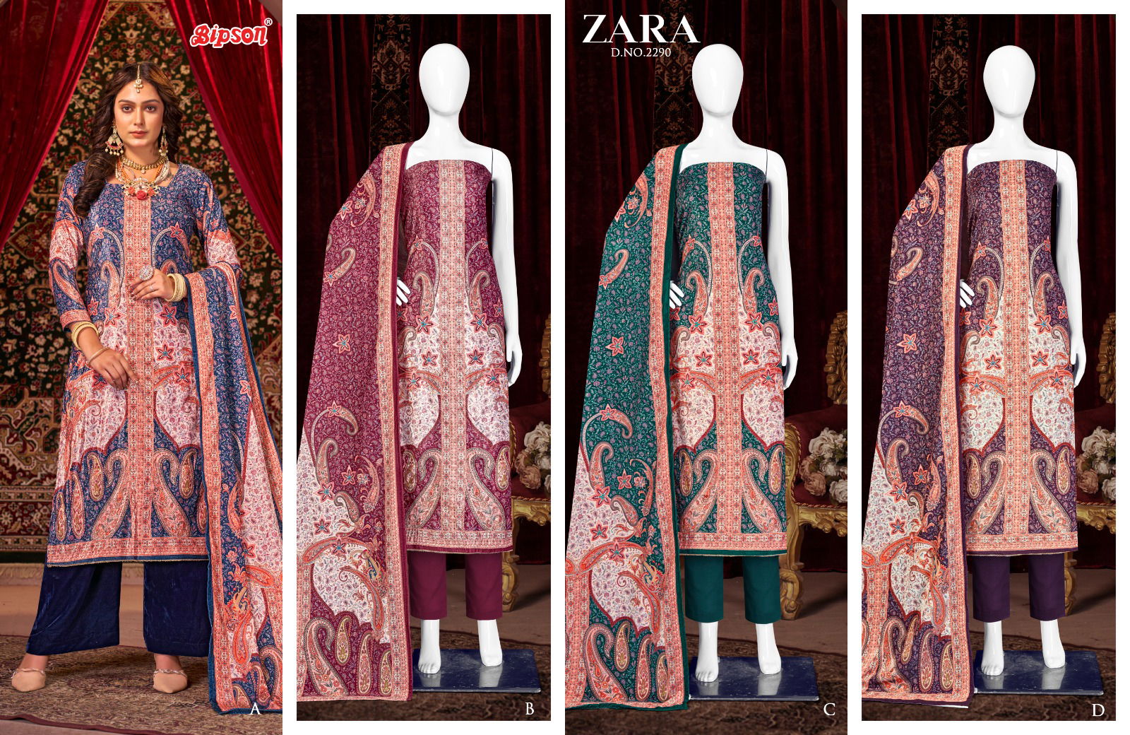 Zaara 2290 By Bipson Viscose Velvet Dress Material Catalog