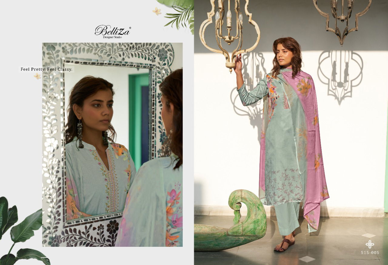 Belliza Ehsaas Casual Wear Pure Jam Cotton Printed And Heavy Embroidery Designer Dress Material Collection
