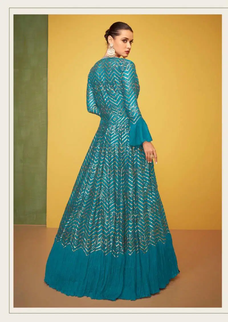 Petals Classic Carnival By Sayuri Silk Designer Gown Exporters In India