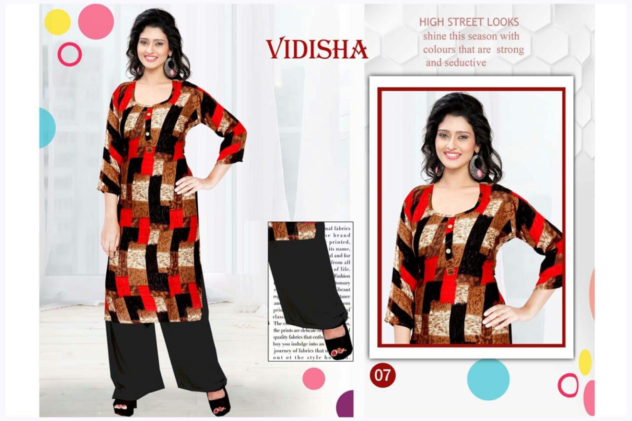 Aagya Vidhisha Stylish Daily Wear Printed Rayon Kurtis With Plazzo Collection
