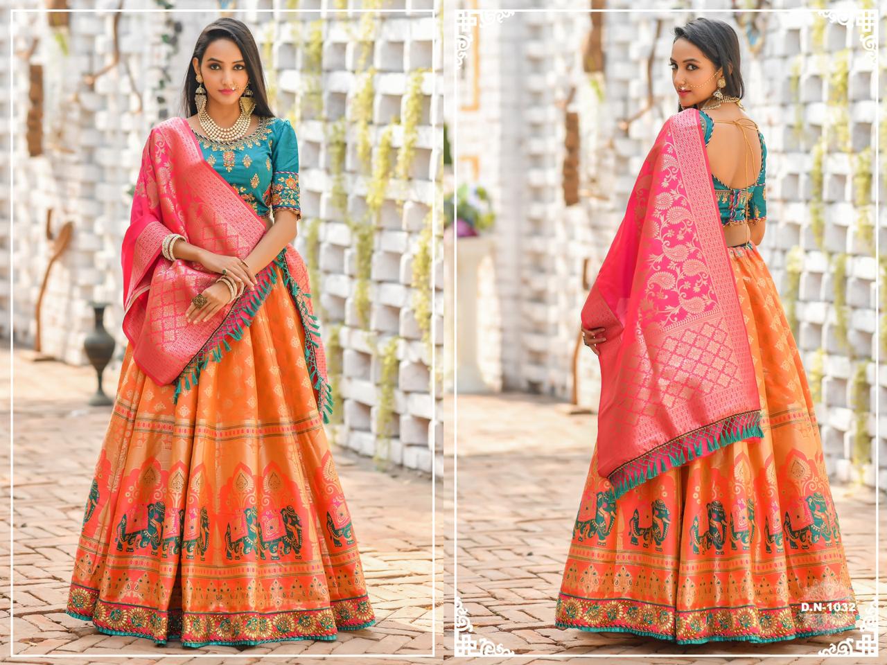 Latest Designer Banarasi Silk Resham Zari And Dori Work Bridal Lehenga Collection 