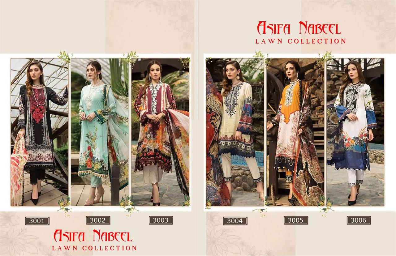 Asifa Nabeel Latest Designer Karachi Pure Lawn Cotton Dress Material Collection With Pure Cotton Mal Mal Dupatta