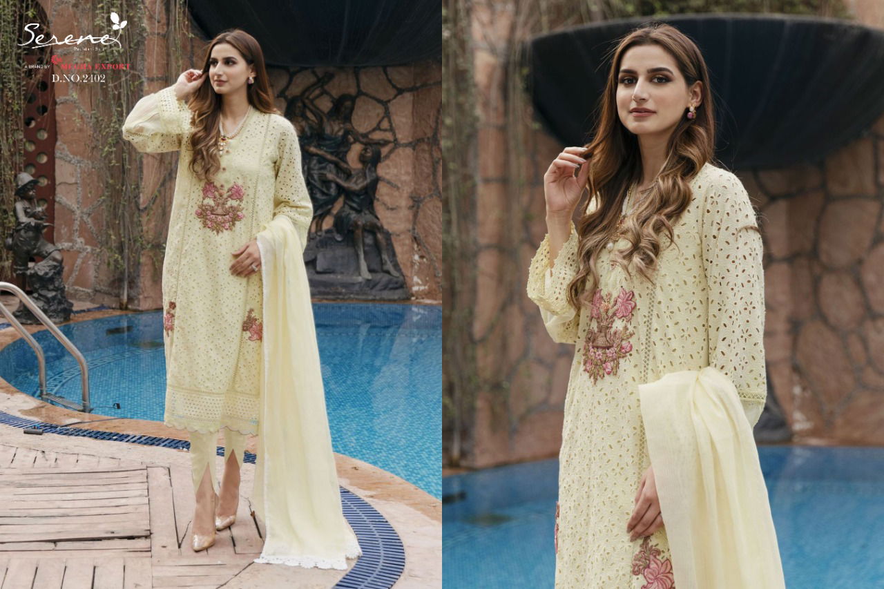 Serene Belle Ame Fancy Designer Heavy Festive Wear Pure Lawn Cotton Heavy Embroidery Pakistan Salwar Kameez Collection
