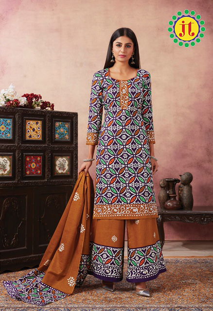 Jt Batique Special 20 Cotton Designer Regular Wear Kurti with Bottom and Dupatta Collections
