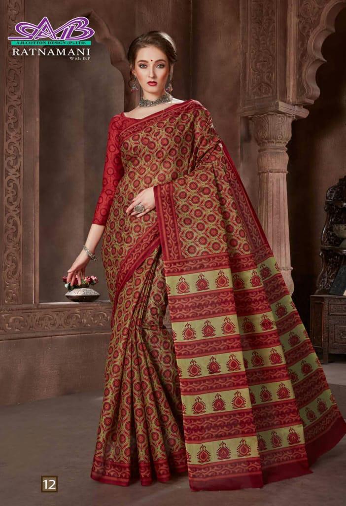 Ab Ratnamani 1 Latest Regular Wear Cotton weaving Designer Printed Sarees Collection
