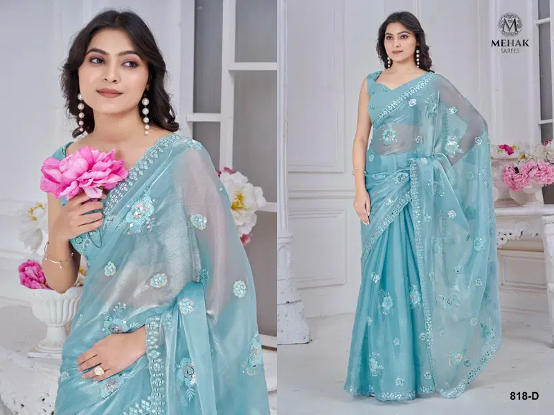 Mehek 818 A To D Silk Organza Party Wear Saree Exporters In India