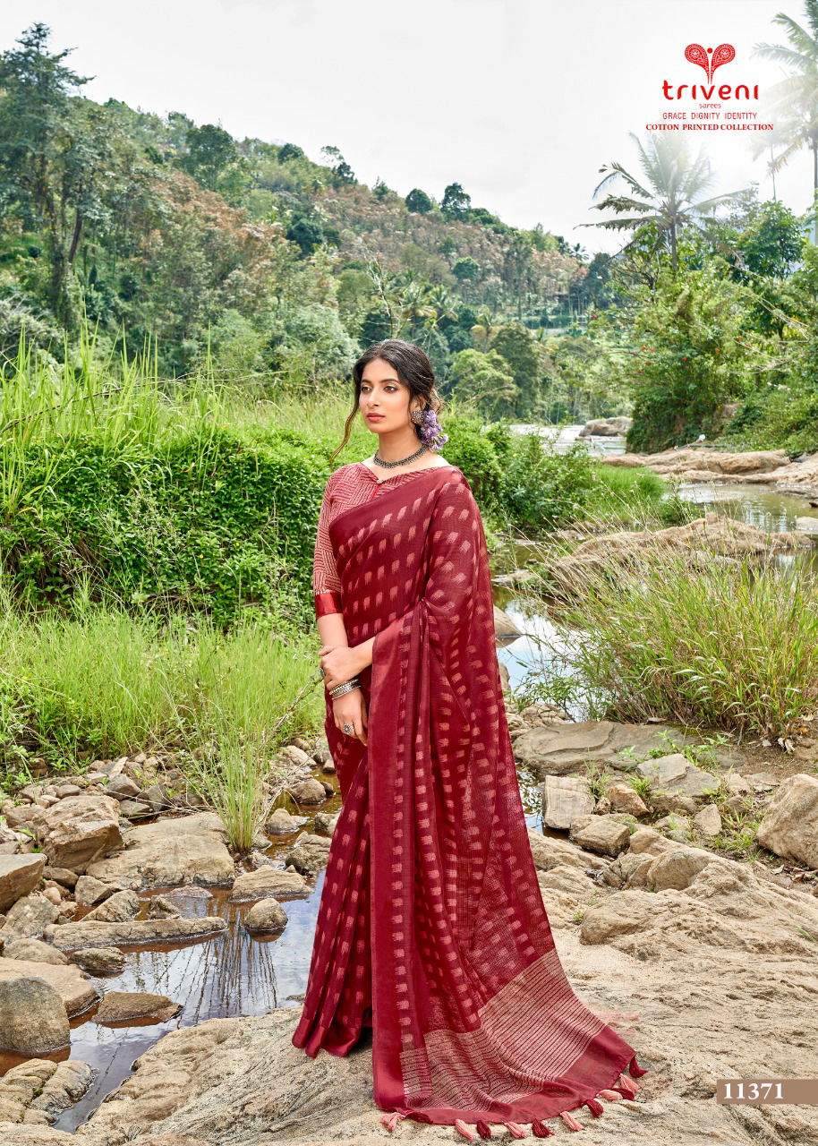 TRIVENI PANCHEE Latest Designer Fancy Festive Wear Heavy Cotton Linen Saree Collection